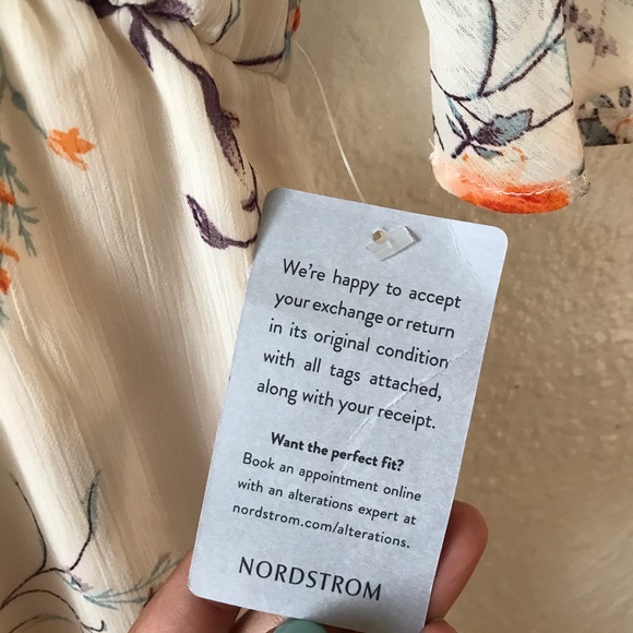 NWT ✨ NORDSTROM Floral Ivory Chiffon Midi Dress - Picture 5 of 8